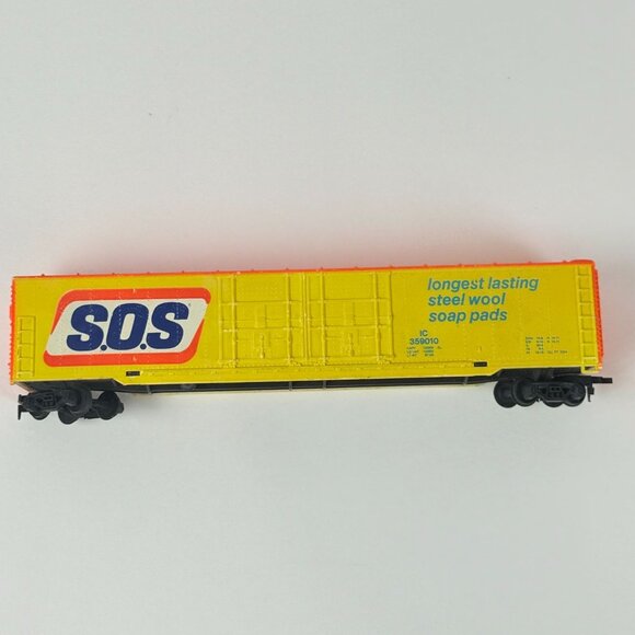 SOS Steel Wool Boxcar HO Scale Model 8.5"x 2" Bright Advertising Billboard Colle - Picture 1 of 7